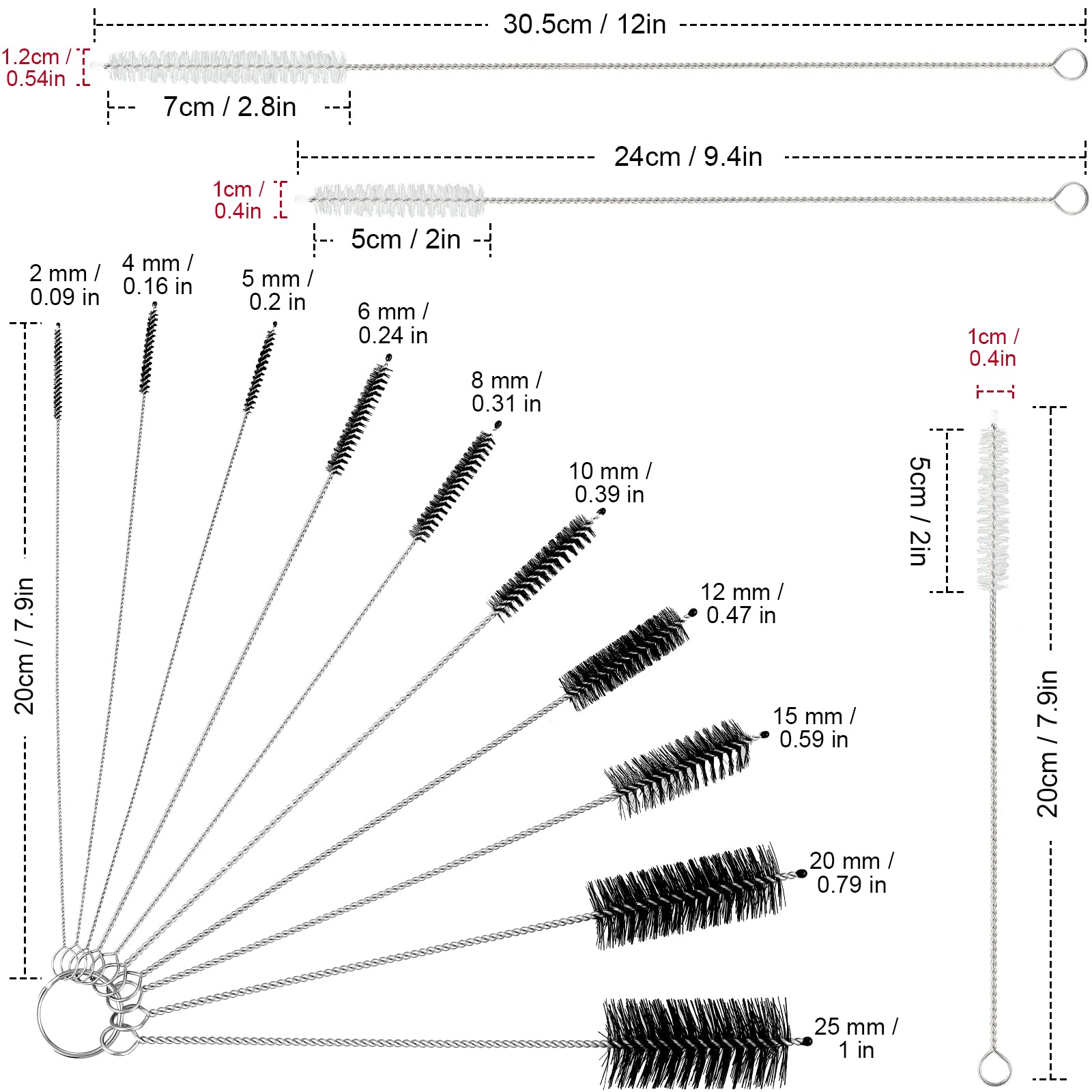16 Pcs Reusable Straw Cleaning Brushes Bottle Test Tube Long Straw Cleaning Brush Nylon Washing Cleaner Tool Reusable Bottle Str